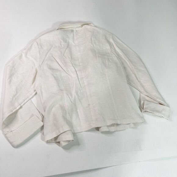 Orvis Jacket Womens 18 Cream Long Sleeve Linen Open Front Blazer - Picture 3 of 8